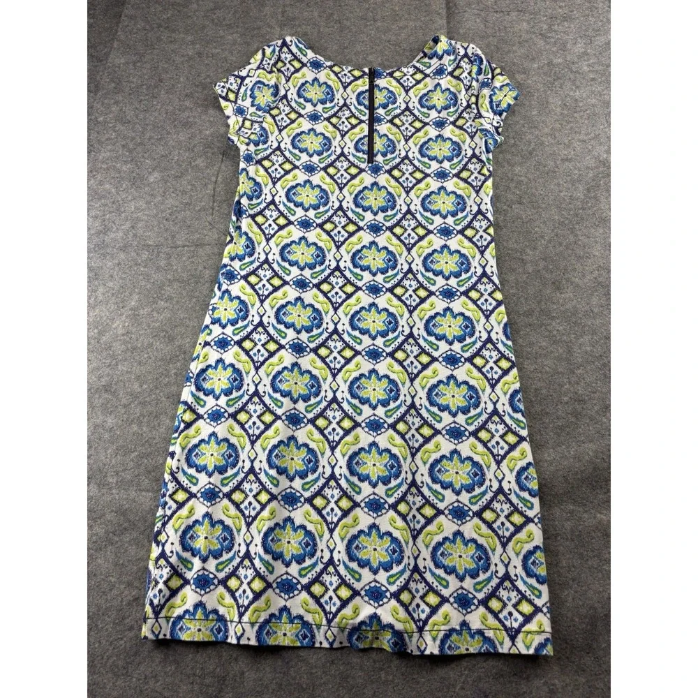 Hatley Womens M Knit Geometric Viscose Floral Shift Knee Length Dress Casual - Picture 6 of 6